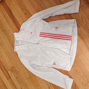 Adidas white and red windbreaker zip up